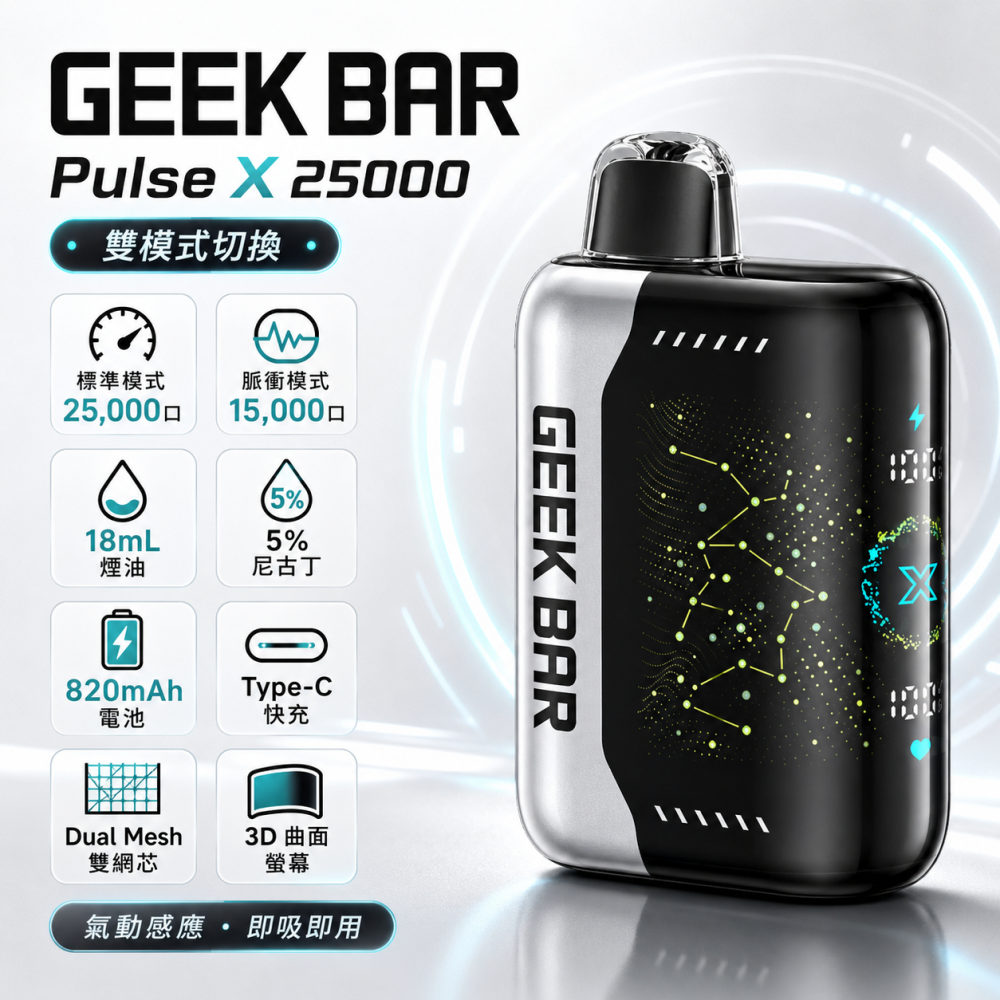 GEEK BAR Pulse X 25000 拋棄式電子煙 Type-C 快充