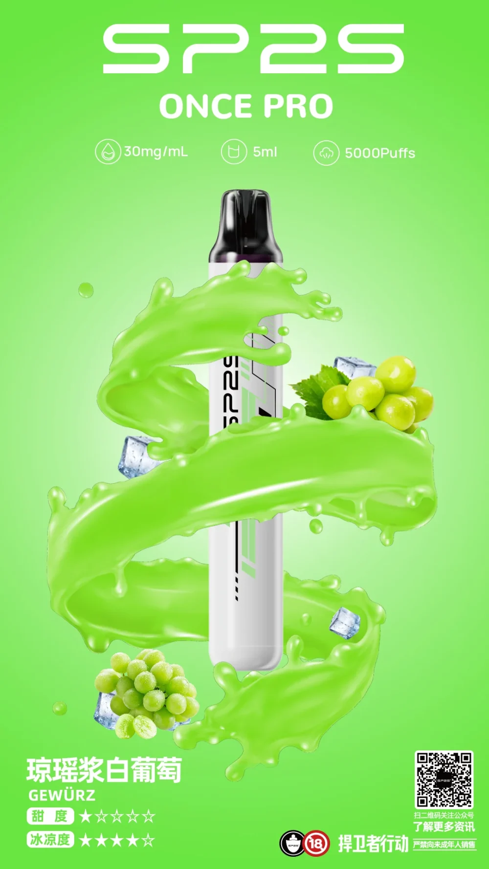 SP2S ONCE PRO 拋棄式電子煙 5000口 5mL Type-C