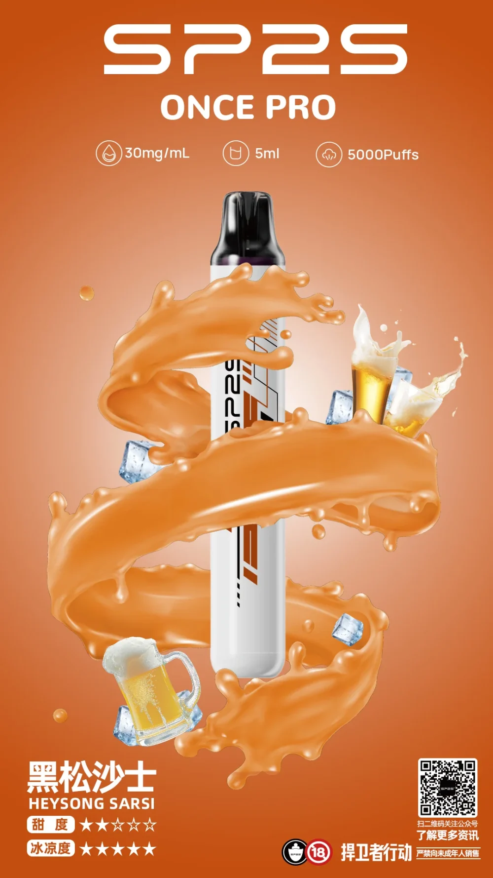 SP2S ONCE PRO 拋棄式電子煙 5000口 5mL Type-C