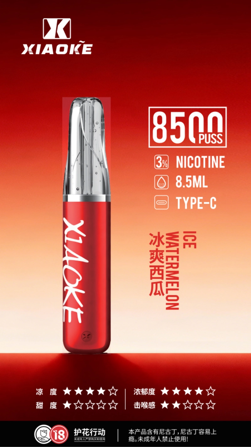 XIAOKE 梟客 口紅款 拋棄式電子煙 8500口 8.5ml 氣流可調 Type-C充電