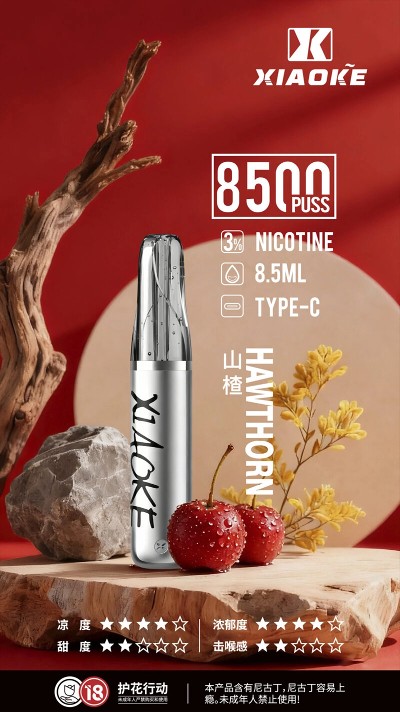 XIAOKE 梟客 口紅款 拋棄式電子煙 8500口 8.5ml 氣流可調 Type-C充電