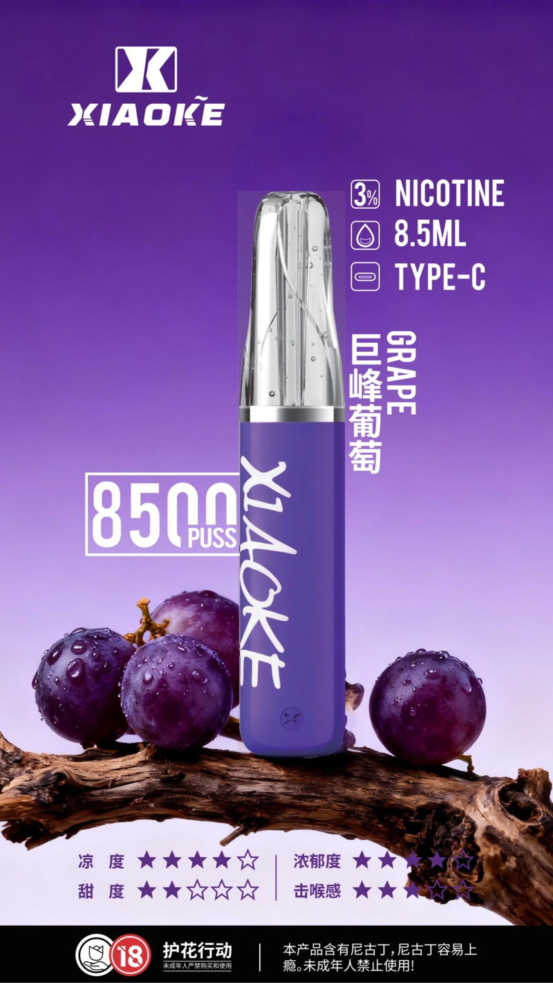XIAOKE 梟客 口紅款 拋棄式電子煙 8500口 8.5ml 氣流可調 Type-C充電