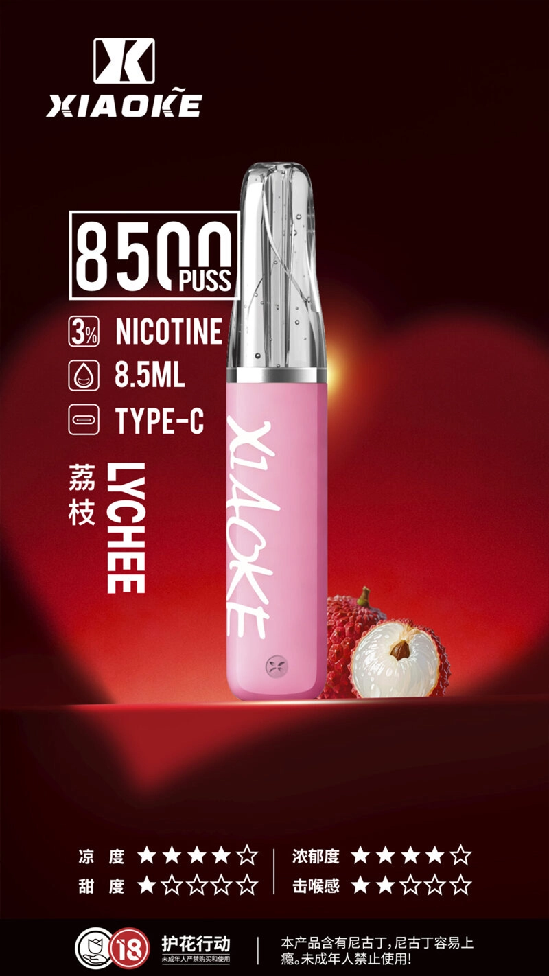 XIAOKE 梟客 口紅款 拋棄式電子煙 8500口 8.5ml 氣流可調 Type-C充電
