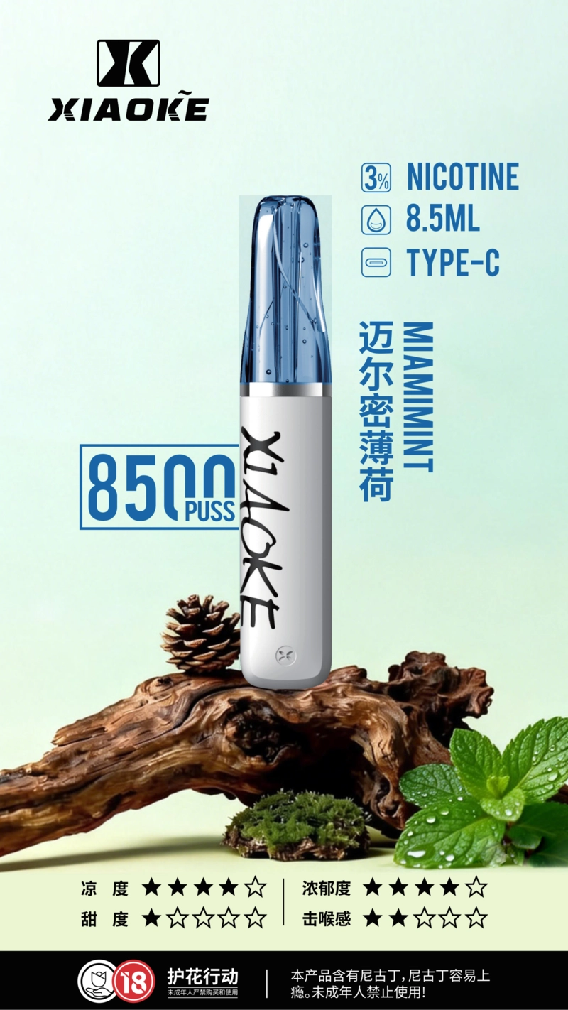 XIAOKE 梟客 口紅款 拋棄式電子煙 8500口 8.5ml 氣流可調 Type-C充電