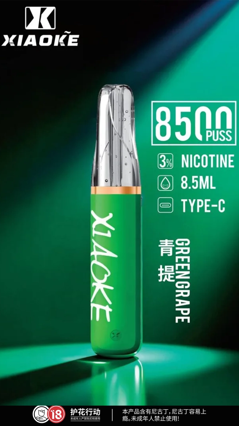 XIAOKE 梟客 口紅款 拋棄式電子煙 8500口 8.5ml 氣流可調 Type-C充電