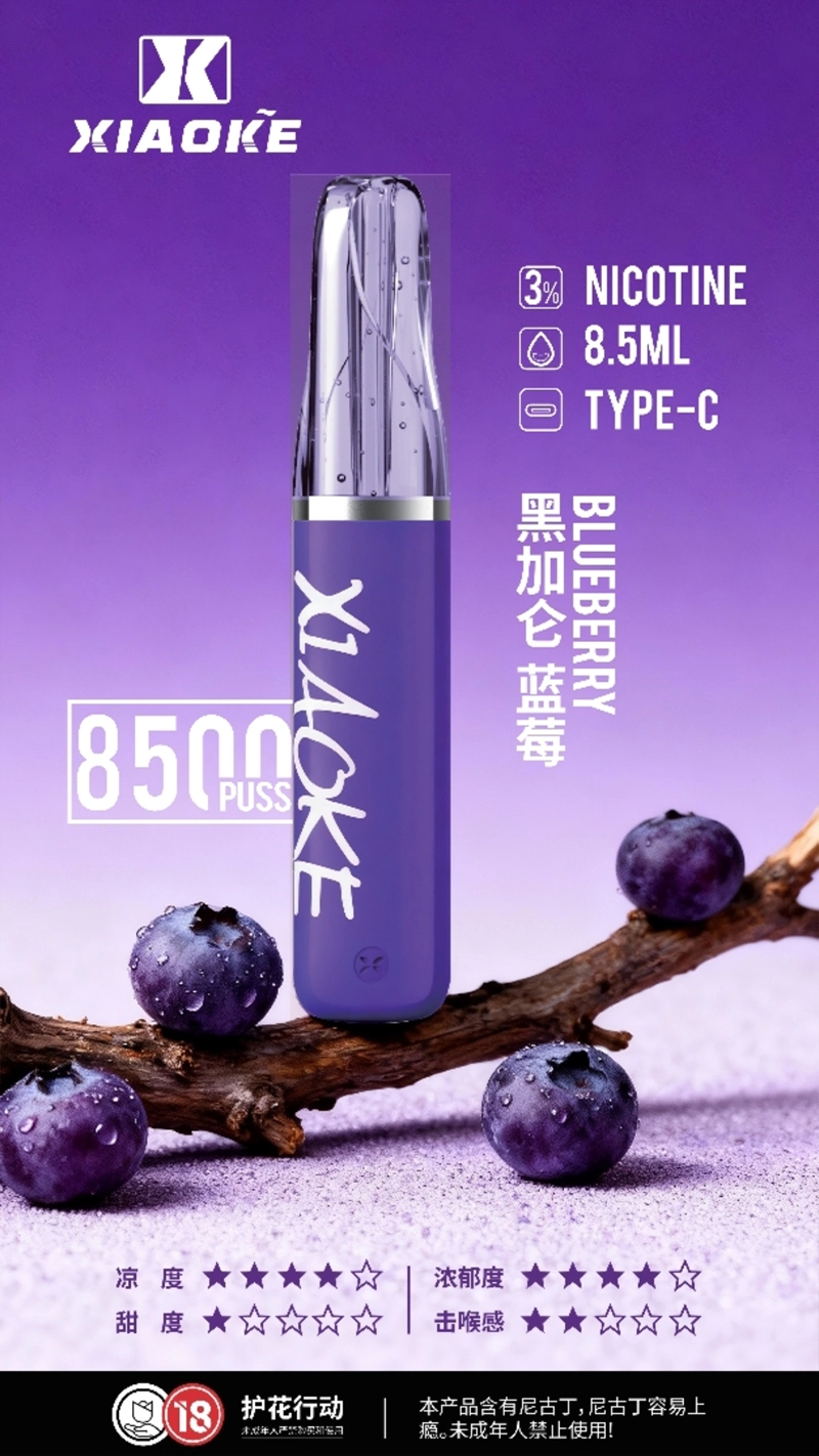 XIAOKE 梟客 口紅款 拋棄式電子煙 8500口 8.5ml 氣流可調 Type-C充電