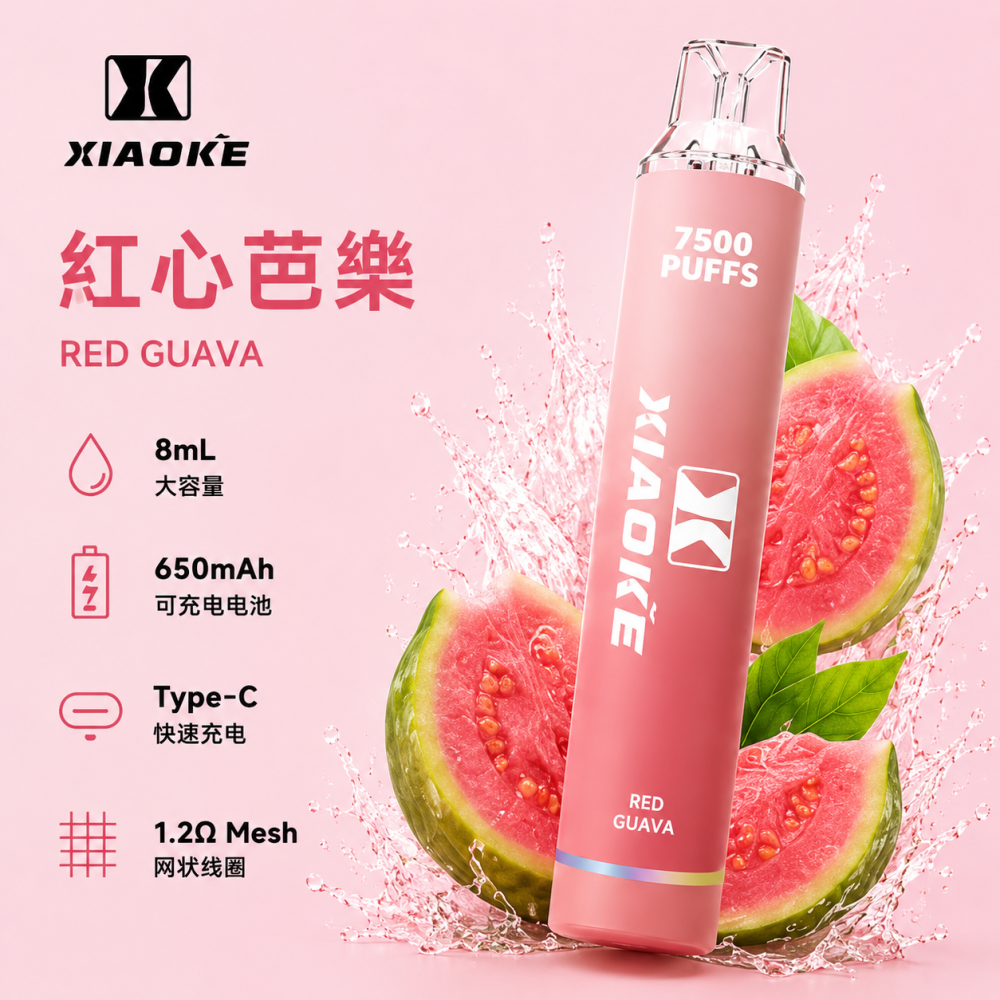 XiaoKe 梟客 7500口 拋棄式電子煙 8mL Type-C充電