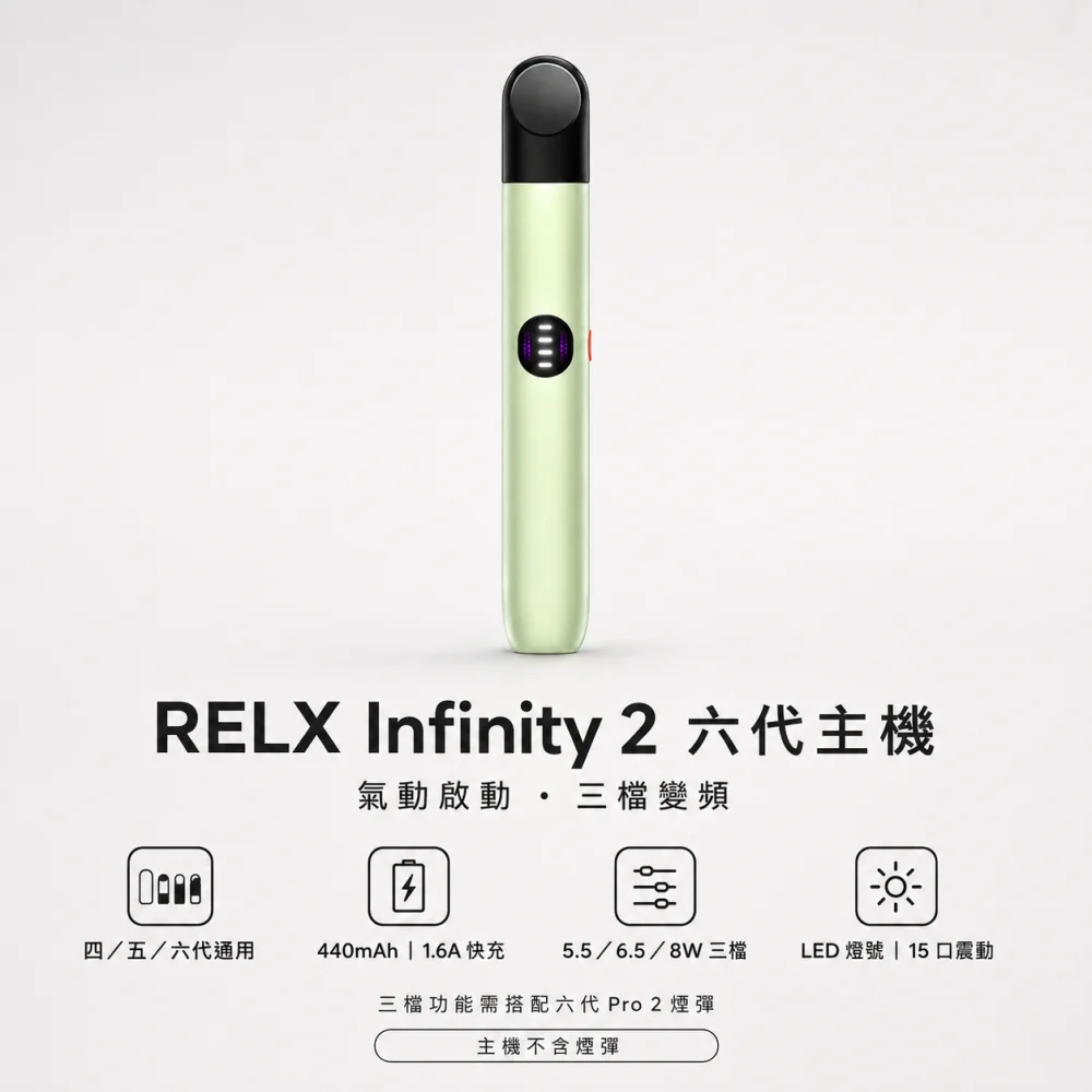 RELX 悅刻 Infinity 2 六代換彈式主機 Type-C 快充 440mAh
